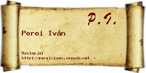 Perei Iván névjegykártya